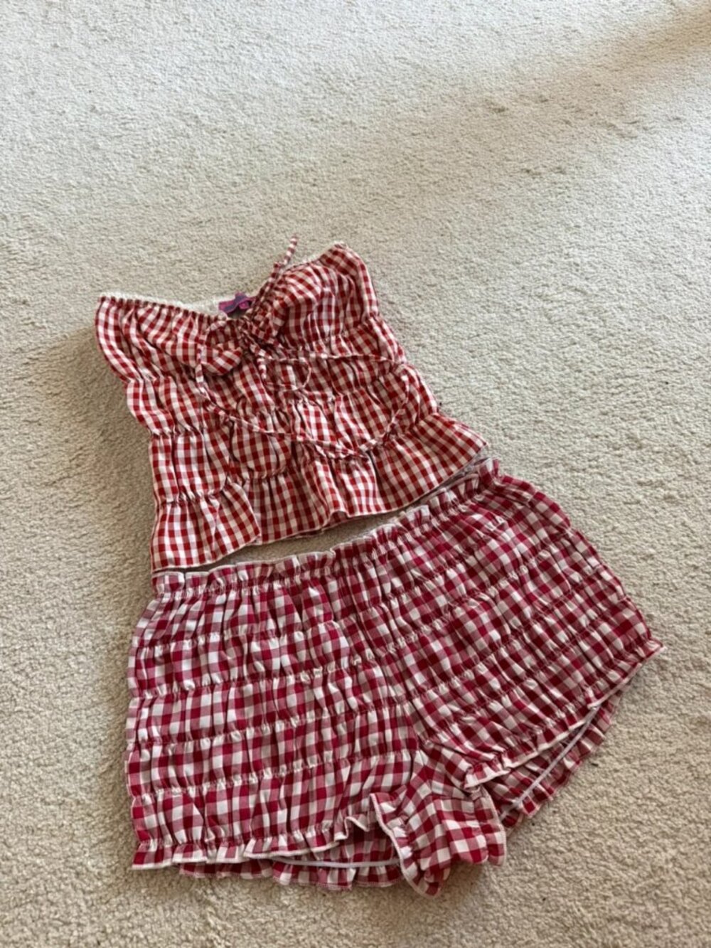 Red & White Gingham Pajama Lounge Set Size S